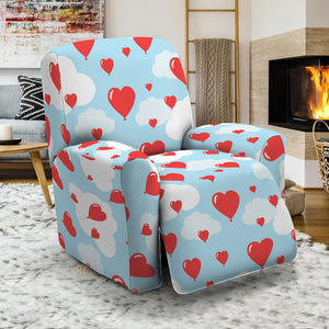 Red Heart Balloon Pattern Print Recliner Slipcover