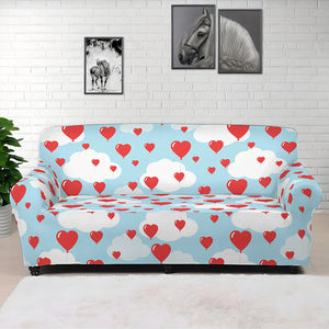 Red Heart Balloon Pattern Print Sofa Cover