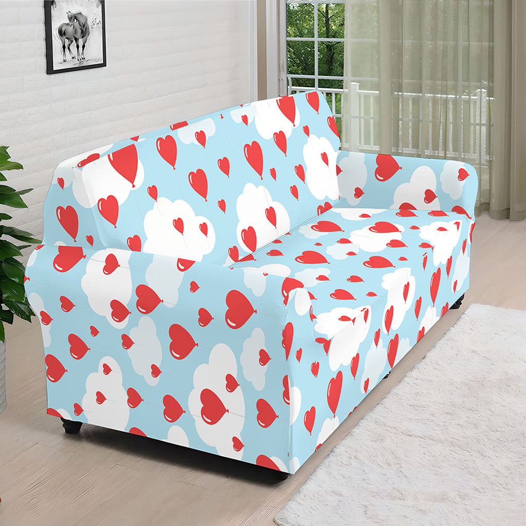 Red Heart Balloon Pattern Print Sofa Cover