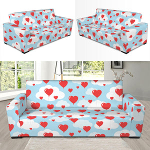 Red Heart Balloon Pattern Print Sofa Slipcover