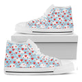 Red Heart Balloon Pattern Print White High Top Sneakers