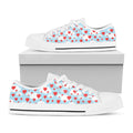 Red Heart Balloon Pattern Print White Low Top Sneakers