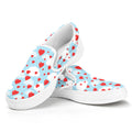Red Heart Balloon Pattern Print White Slip On Sneakers