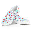 Red Heart Balloon Pattern Print White Slip On Shoes