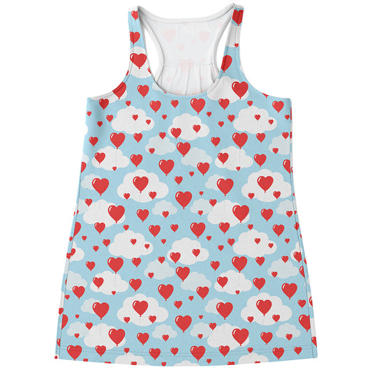 Red Heart Balloon Pattern Print Women's Racerback Tank Top