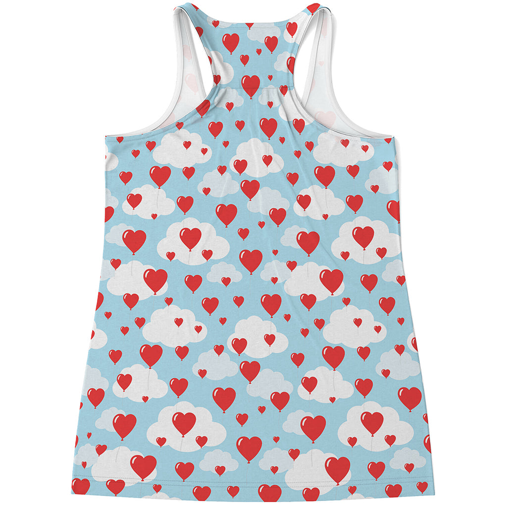 Red Heart Balloon Pattern Print Women's Racerback Tank Top