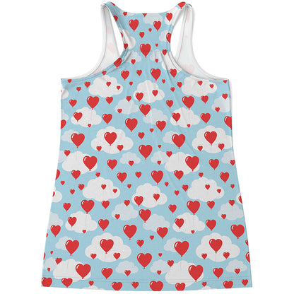 Red Heart Balloon Pattern Print Women's Racerback Tank Top