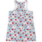 Red Heart Balloon Pattern Print Women's Racerback Tank Top