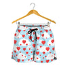 Red Heart Balloon Pattern Print Women's Shorts