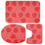 Red Heart Lollipop Pattern Print 3 Piece Bath Mat Set