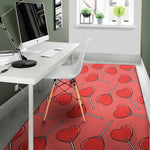 Red Heart Lollipop Pattern Print Area Rug