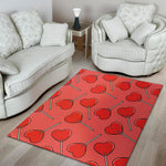Red Heart Lollipop Pattern Print Area Rug