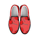 Red Heart Lollipop Pattern Print Black Slip On Shoes
