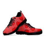 Red Heart Lollipop Pattern Print Black Sneakers