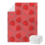 Red Heart Lollipop Pattern Print Blanket