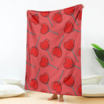 Red Heart Lollipop Pattern Print Blanket