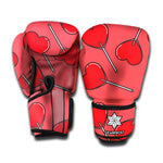 Red Heart Lollipop Pattern Print Boxing Gloves