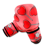 Red Heart Lollipop Pattern Print Boxing Gloves