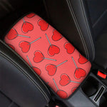 Red Heart Lollipop Pattern Print Car Center Console Cover