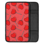 Red Heart Lollipop Pattern Print Car Center Console Cover