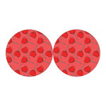 Red Heart Lollipop Pattern Print Car Coasters