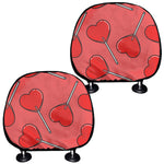 Red Heart Lollipop Pattern Print Car Headrest Covers