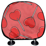 Red Heart Lollipop Pattern Print Car Headrest Covers