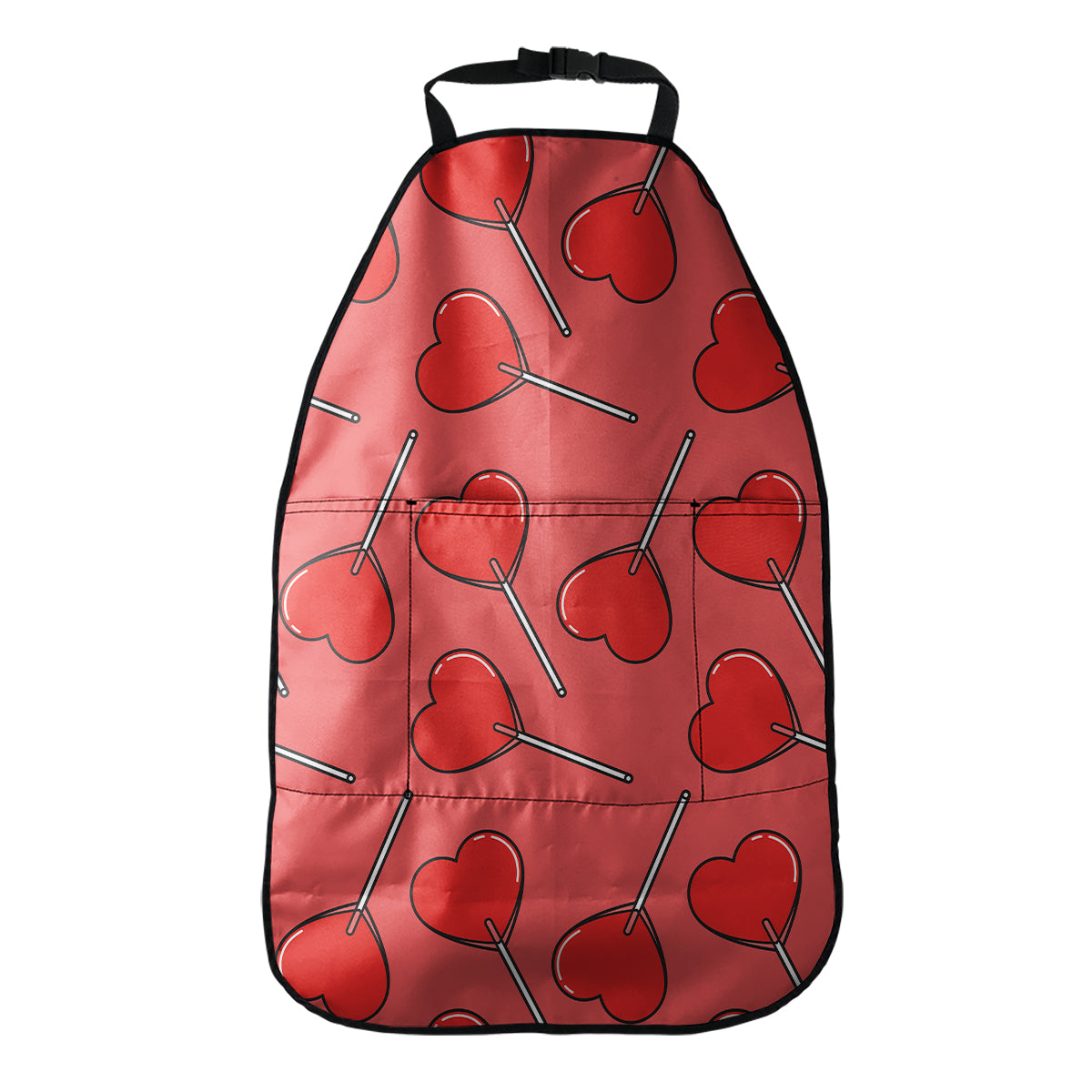 Red Heart Lollipop Pattern Print Car Seat Organizers