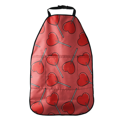 Red Heart Lollipop Pattern Print Car Seat Organizers