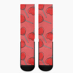 Red Heart Lollipop Pattern Print Crew Socks