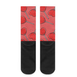 Red Heart Lollipop Pattern Print Crew Socks