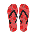 Red Heart Lollipop Pattern Print Flip Flops