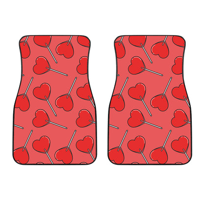 Red Heart Lollipop Pattern Print Front Car Floor Mats