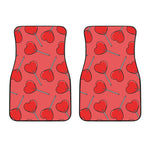 Red Heart Lollipop Pattern Print Front Car Floor Mats