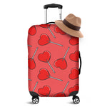 Red Heart Lollipop Pattern Print Luggage Cover