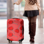 Red Heart Lollipop Pattern Print Luggage Cover