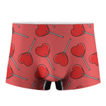 Red Heart Lollipop Pattern Print Men's Boxer Briefs