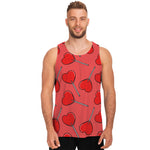 Red Heart Lollipop Pattern Print Men's Tank Top