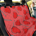Red Heart Lollipop Pattern Print Pet Car Back Seat Cover