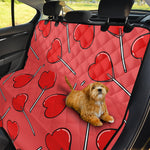 Red Heart Lollipop Pattern Print Pet Car Back Seat Cover