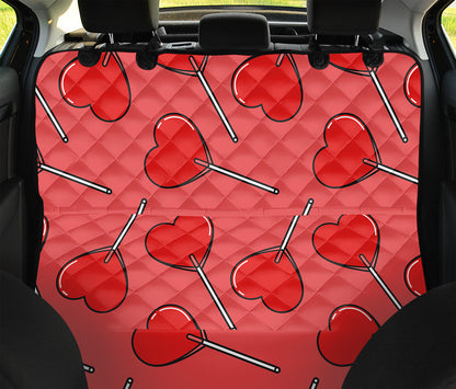 Red Heart Lollipop Pattern Print Pet Car Back Seat Cover