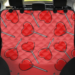 Red Heart Lollipop Pattern Print Pet Car Back Seat Cover