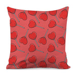 Red Heart Lollipop Pattern Print Pillow Cover