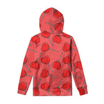 Red Heart Lollipop Pattern Print Pullover Hoodie