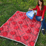 Red Heart Lollipop Pattern Print Quilt