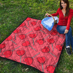 Red Heart Lollipop Pattern Print Quilt