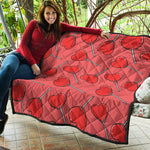 Red Heart Lollipop Pattern Print Quilt