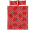 Red Heart Lollipop Pattern Print Quilt Bed Set