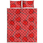 Red Heart Lollipop Pattern Print Quilt Bed Set