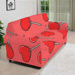 Red Heart Lollipop Pattern Print Sofa Cover